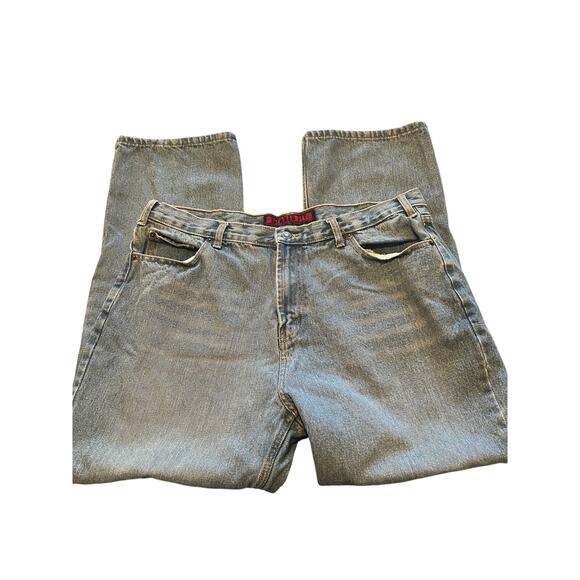 GUC Steve & Barry's Red Star Denim Blue Jeans Relaxed Fit Size 38/30 - Picture 2 of 5